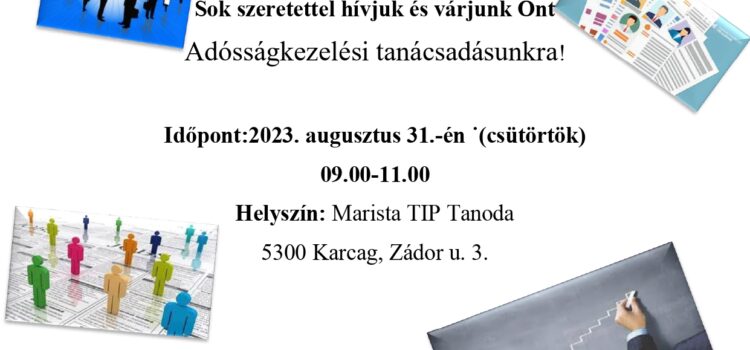 Meghívó Adósságkezelési tanácsadásunkra a TIP tanodában